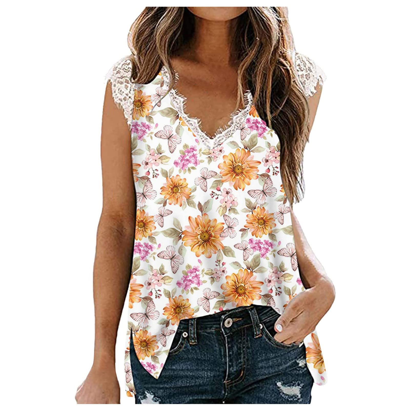 Women's Slim Fit Pink Sleeveless Lace Tank Top - Casual Printed Basic Vest Blouse for Summer | Perfect for Beach, Gym & Everyday Wear