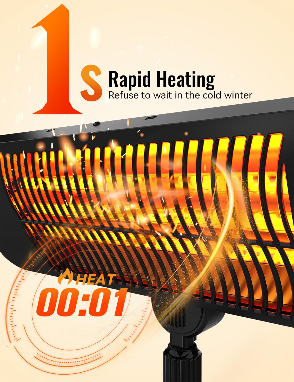 BALKO 1500W Outdoor Infrared Heater with Remote, 12H Timer & 3 Heat Levels - IP54 Waterproof Garage Heater Covers 300 Sq.Ft - Tip-Over Protection & Towel Bracket - 83 Inch Patio Heater for Backyard, Deck, Garden, and Outdoor Dining Areas
