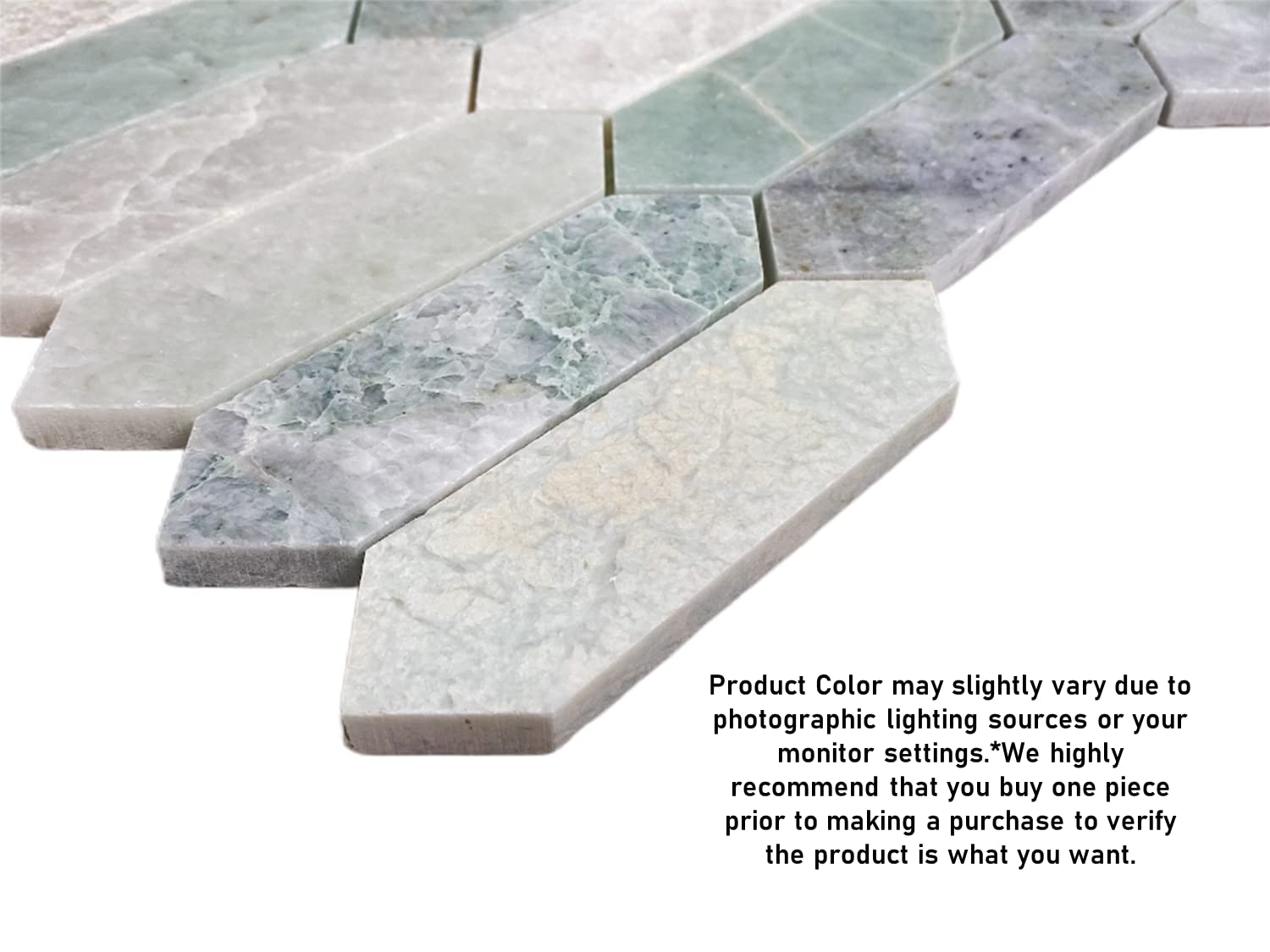 Premium Ming Green Long Picket Pattern Marble Mosaic Tile - Polished Finish for Floor & Wall - 5 Sheet Pack (4.85 Sqft) - Perfect for Kitchen Backsplash, Accent Walls, Bathroom Decor & Modern Interior Design