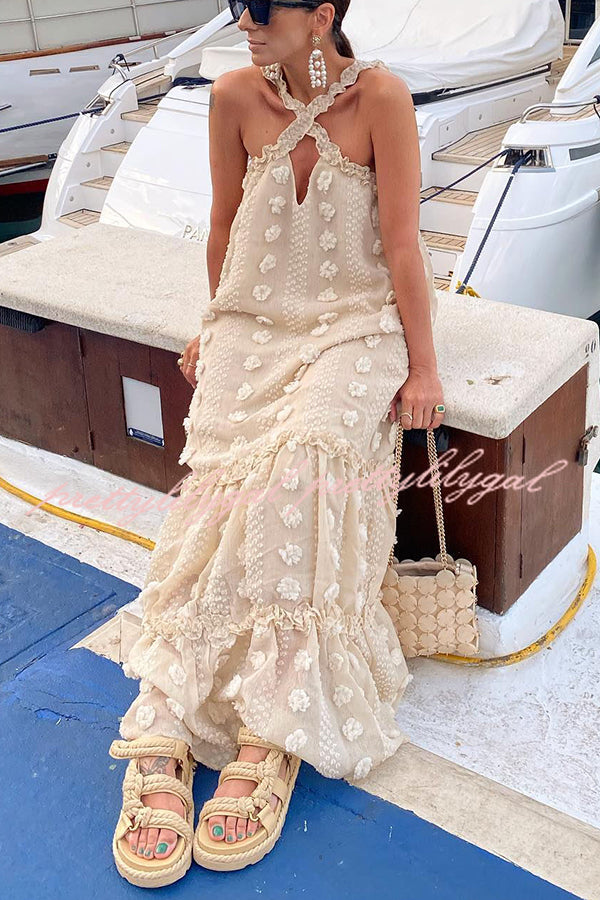 Sweet By The Sea Floral Halter Maxi Dress - Boho Beach Wedding, Summer Vacation & Tropical Party Outfit