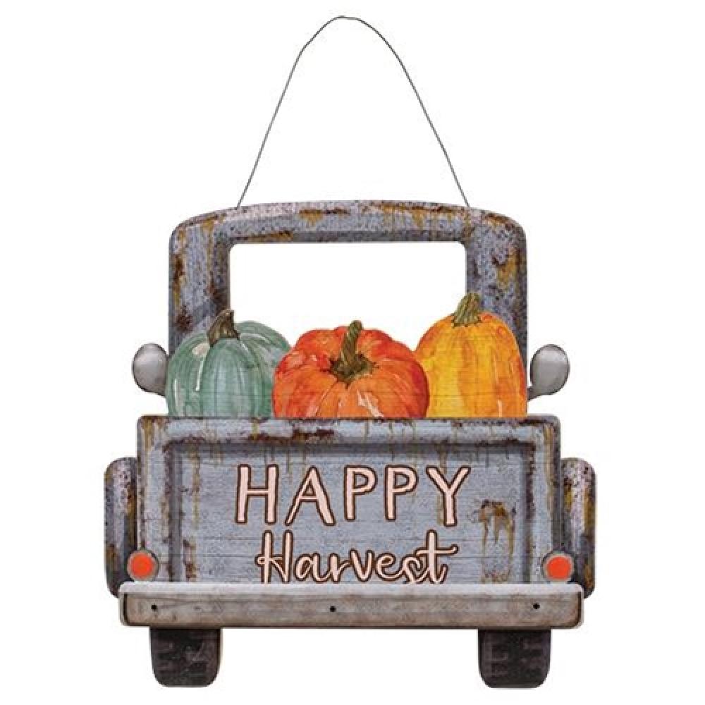 Happy Harvest Vintage Truck Hanger - Rustic Farmhouse Wall Decor for Kitchen, Living Room & Outdoor - Perfect for Seasonal Home Decor & Gift Giving