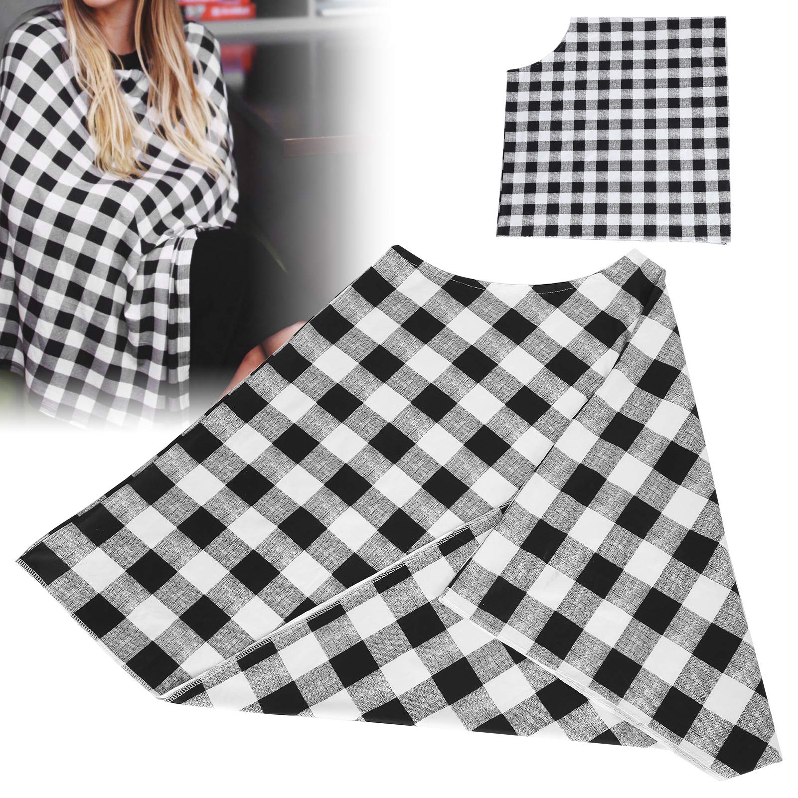Breathable Nursing Scarf - Lightweight Baby Car Seat Cover & Stroller Cover - Black and White Grid Maternity Scarf for Breastfeeding, Infant Protection & Fashion - Perfect for Nursing Moms On-The-Go