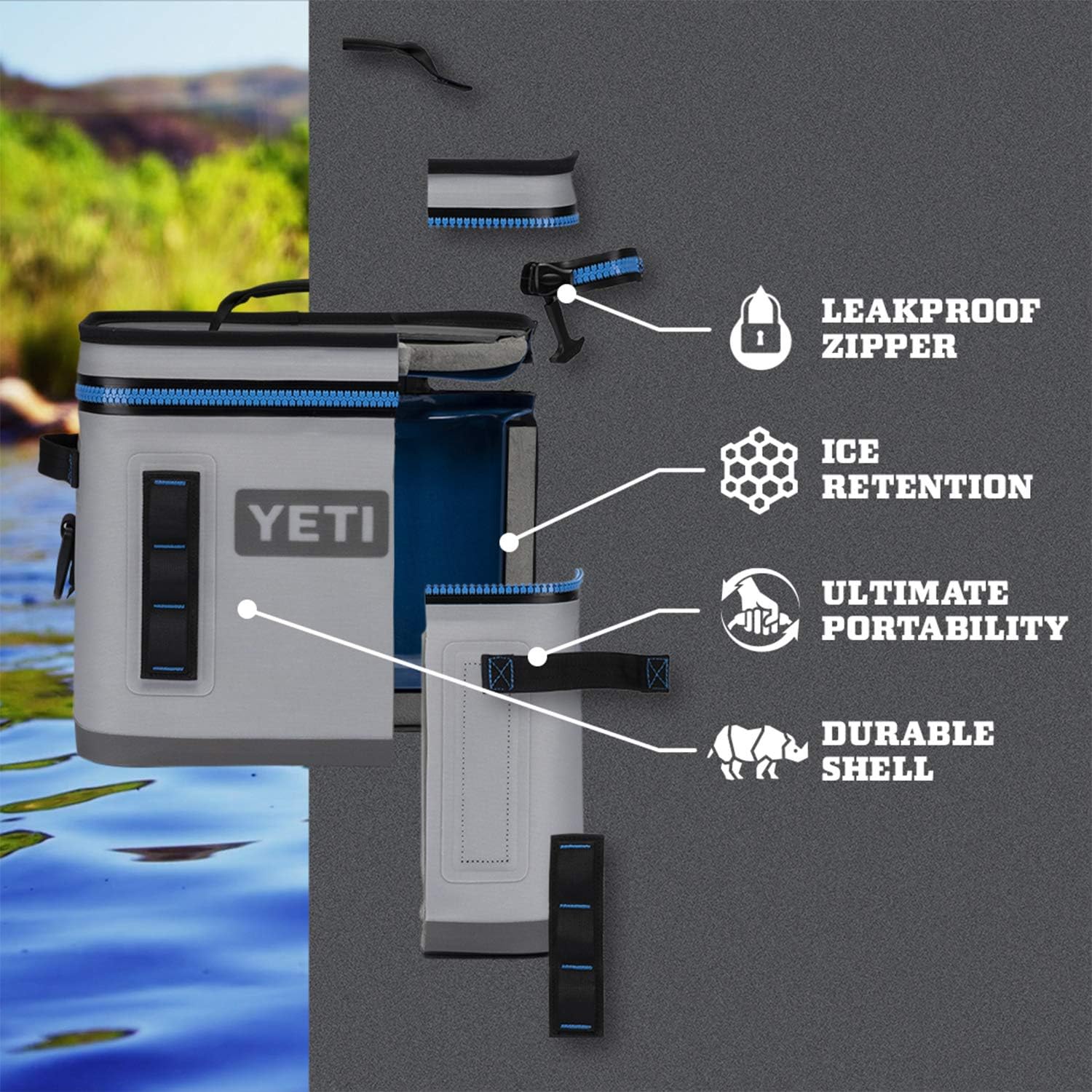 YETI Hopper Flip 18 Portable Soft Cooler - Insulated Leakproof Lunch Box for Camping, Beach, Picnics & Outdoor Adventures | Keeps Food & Drinks Cold for Hours