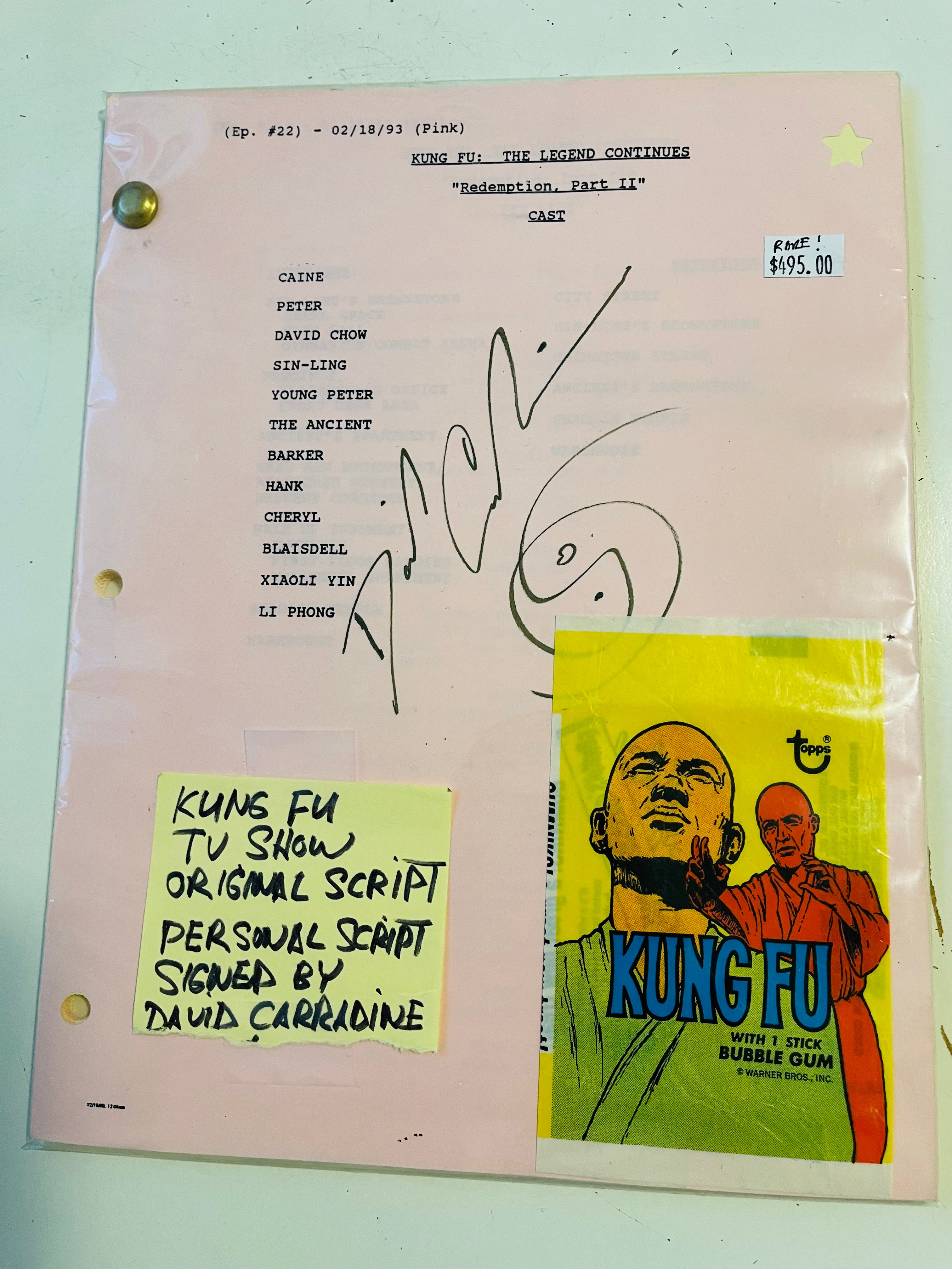 Original Kung Fu David Carradine Autographed Shooting Script with COA - Rare Collectible for TV Memorabilia Fans & Martial Arts Enthusiasts