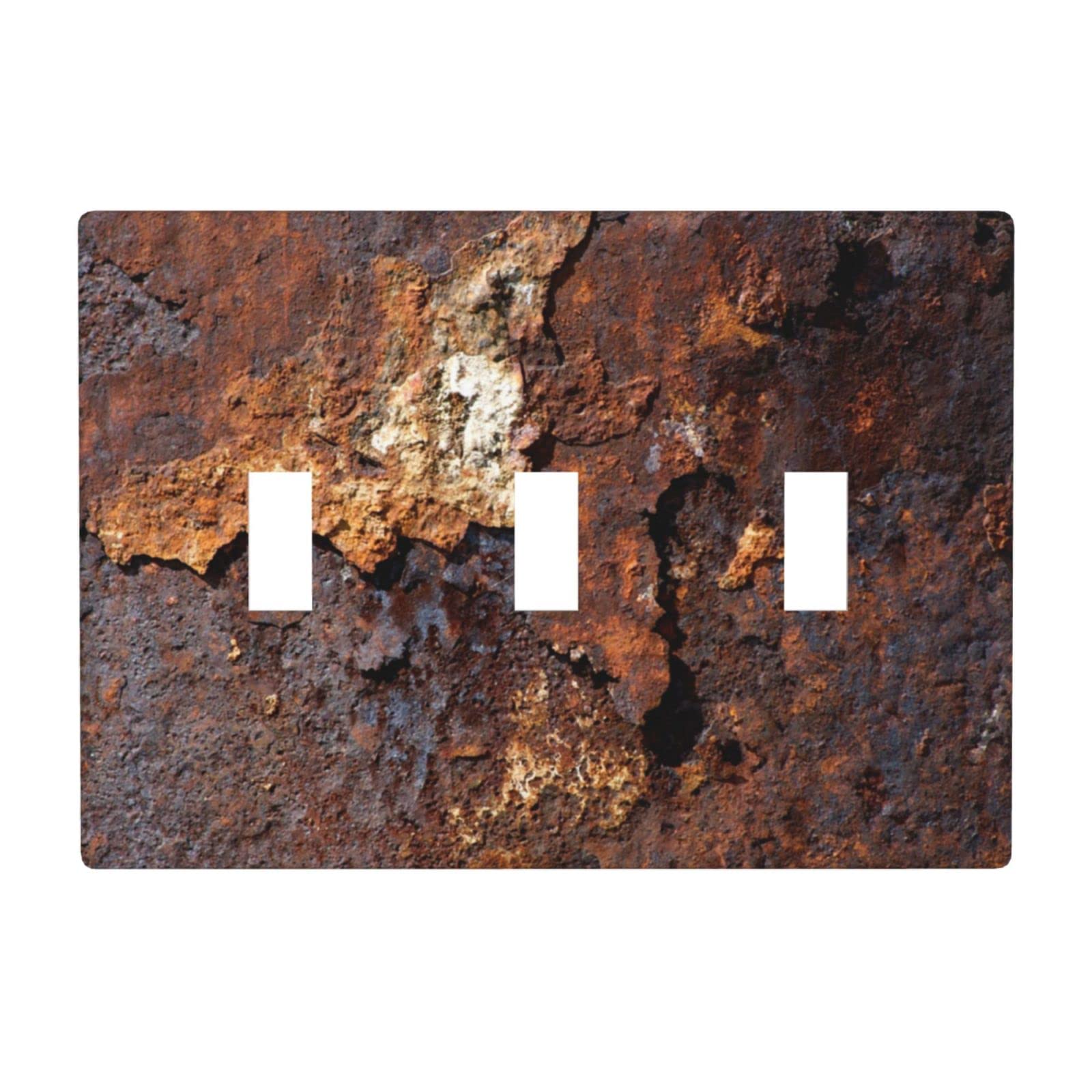 Rustic Metal Texture Triple Toggle Light Switch Cover - 3 Gang Standard Size Wall Plate for Home Decor | Perfect for Farmhouse, Industrial & Vintage Style Interiors