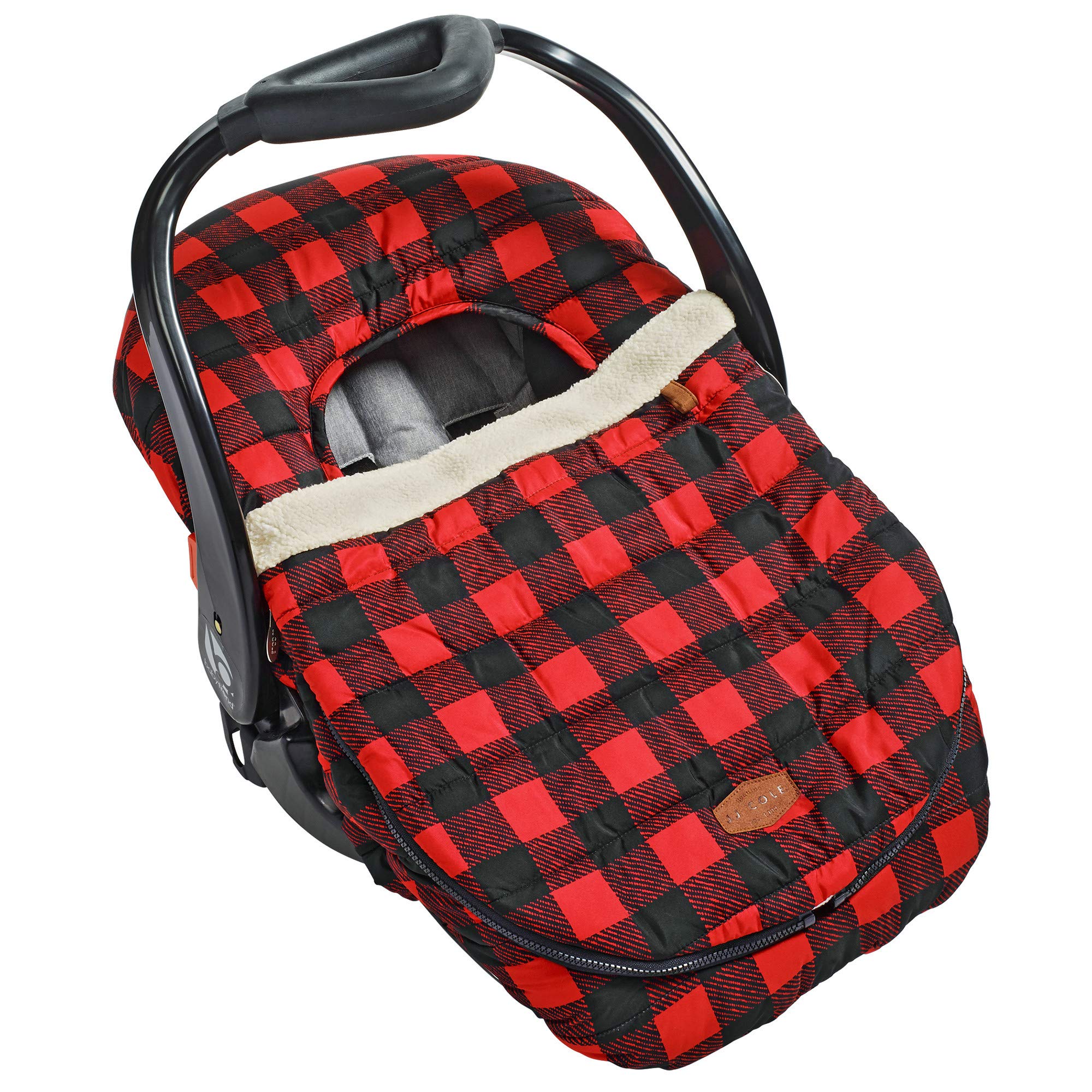 JJ Cole Infant Car Seat Cover - Winter Resistant Stroller & Baby Carrier Cover in Buffalo Check Plaid - Keep Baby Warm & Cozy for Outdoor Walks, Shopping & Travel