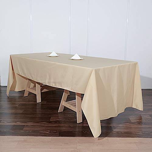 10 Pack Champagne Gold Polyester Tablecloths 60x126 Inch - Elegant Rectangle Table Covers for Wedding, Party, Banquet & Dining Room Decor - Wrinkle & Stain Resistant Fabric
