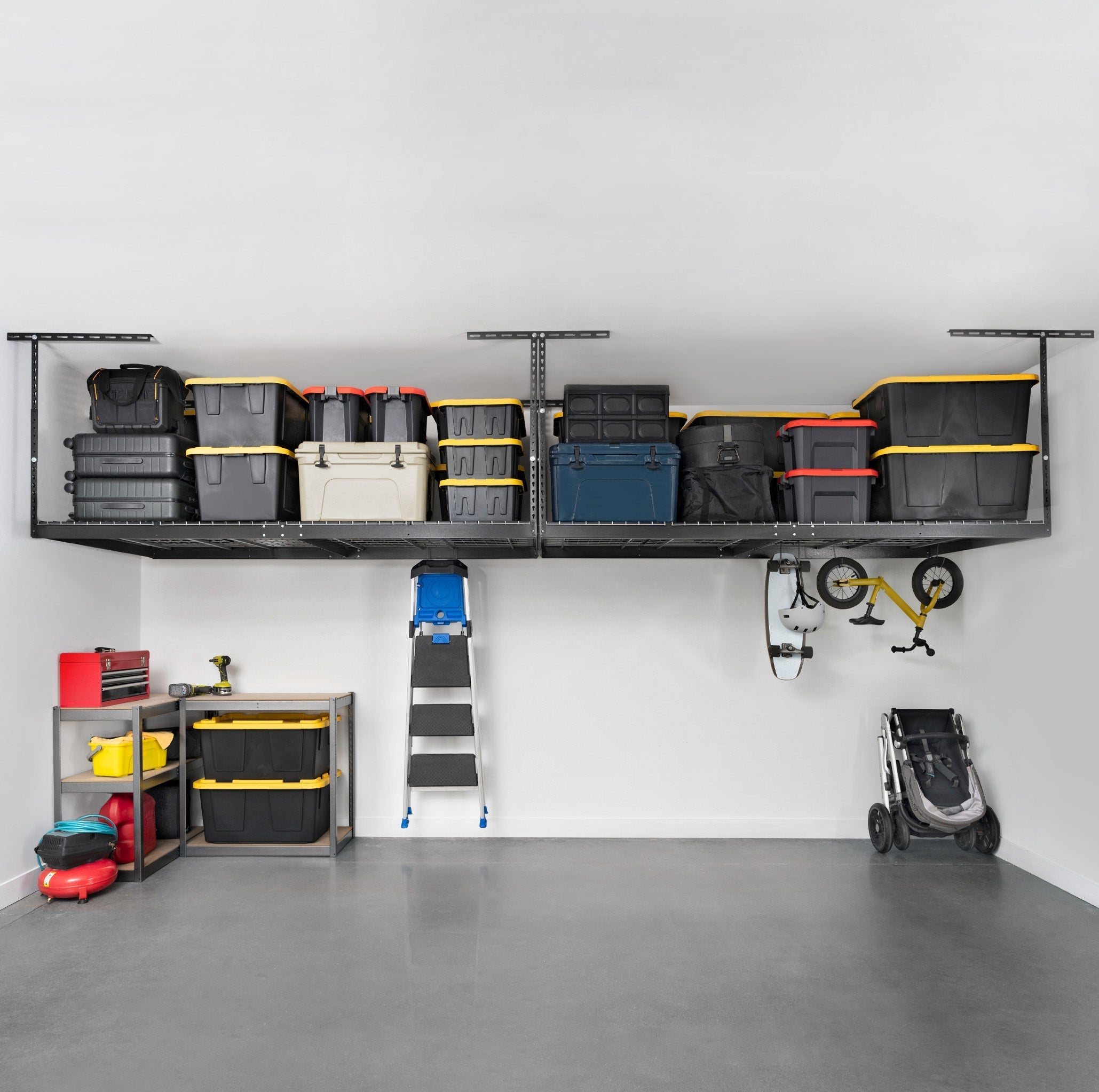 4' x 8' Overhead Garage Storage Rack - 2 Pack Heavy Duty Steel Shelving for Home Organization - Perfect for Storing Seasonal Items, Sports Equipment & Tools