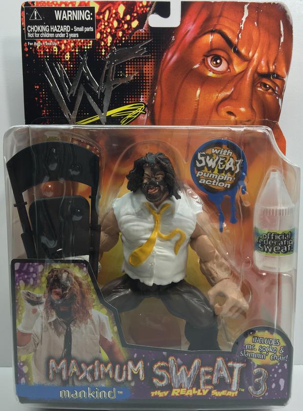 1999 WWF Jakks Pacific Maximum Sweat Series 3 Mankind Action Figure - Collectible Wrestling Toy for Fans & Display - Perfect for WWE Memorabilia Collections & Nostalgic Gift Giving