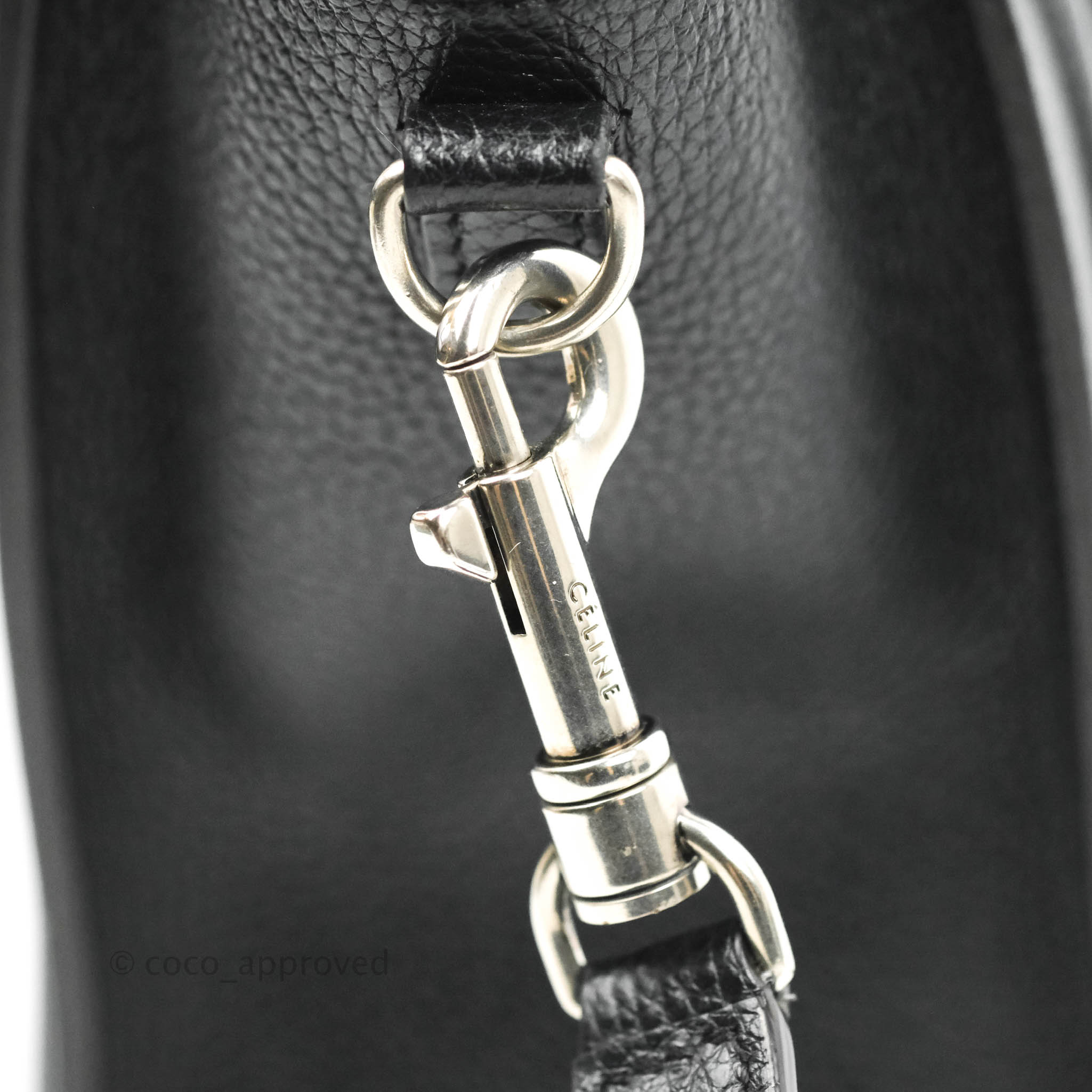 Celine Nano Luggage Bag in Black Drummed Calfskin with Silver Hardware - Perfect for Work, Travel & Everyday Use