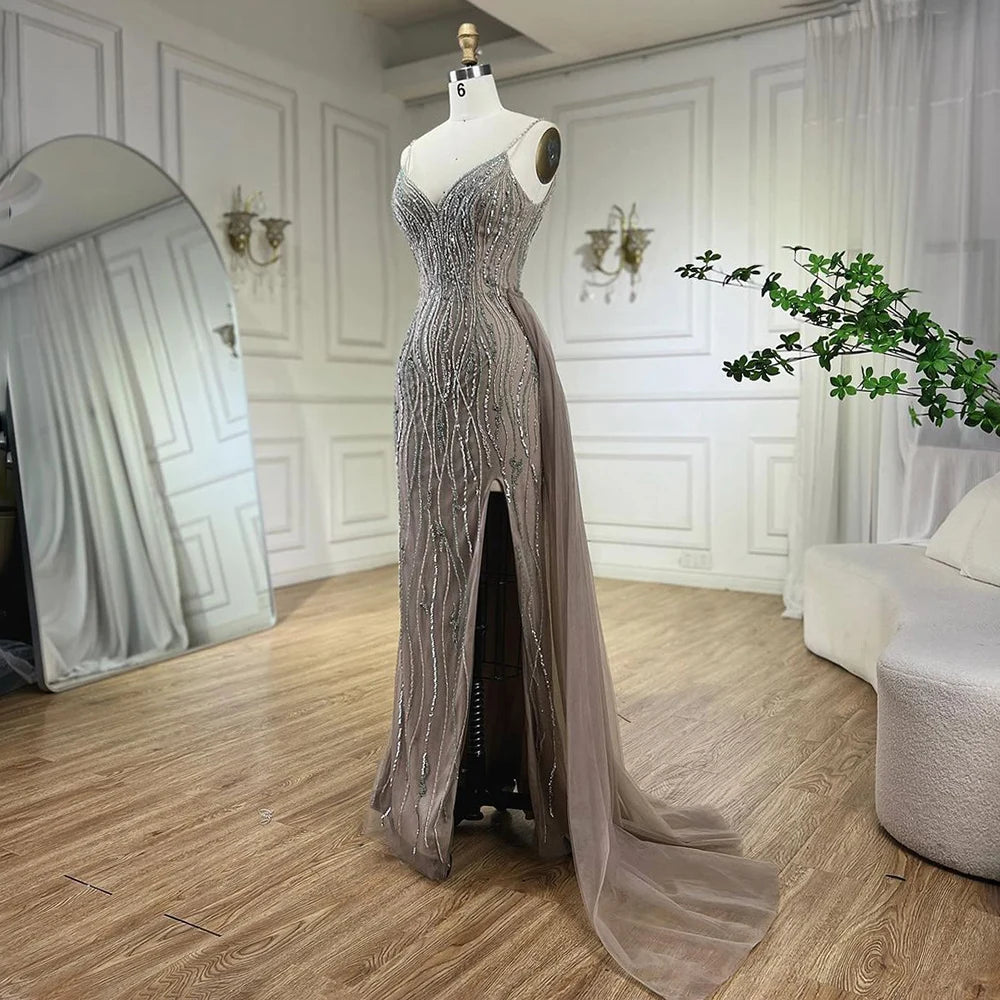 Luxury Beaded Mermaid Evening Gown with Spaghetti Straps for Women - Elegant Prom, Party & Formal Dresses - Perfect for Weddings, Galas & Special Occasions - Serene Hill Collection 2025 LA72276