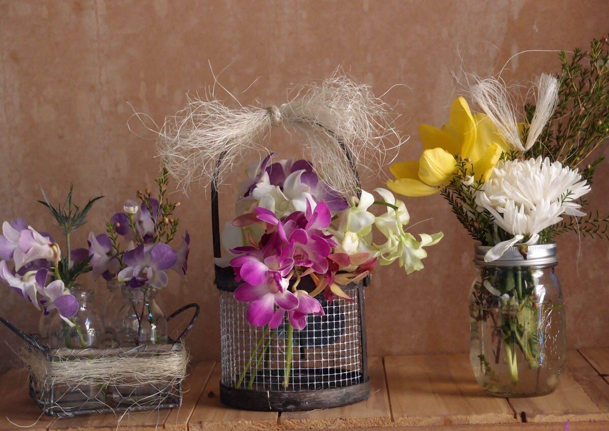 Natural Sisal Fiber Shred 125g - Premium Floral Arrangement Supplies for DIY Wreaths, Bouquets & Home Decor