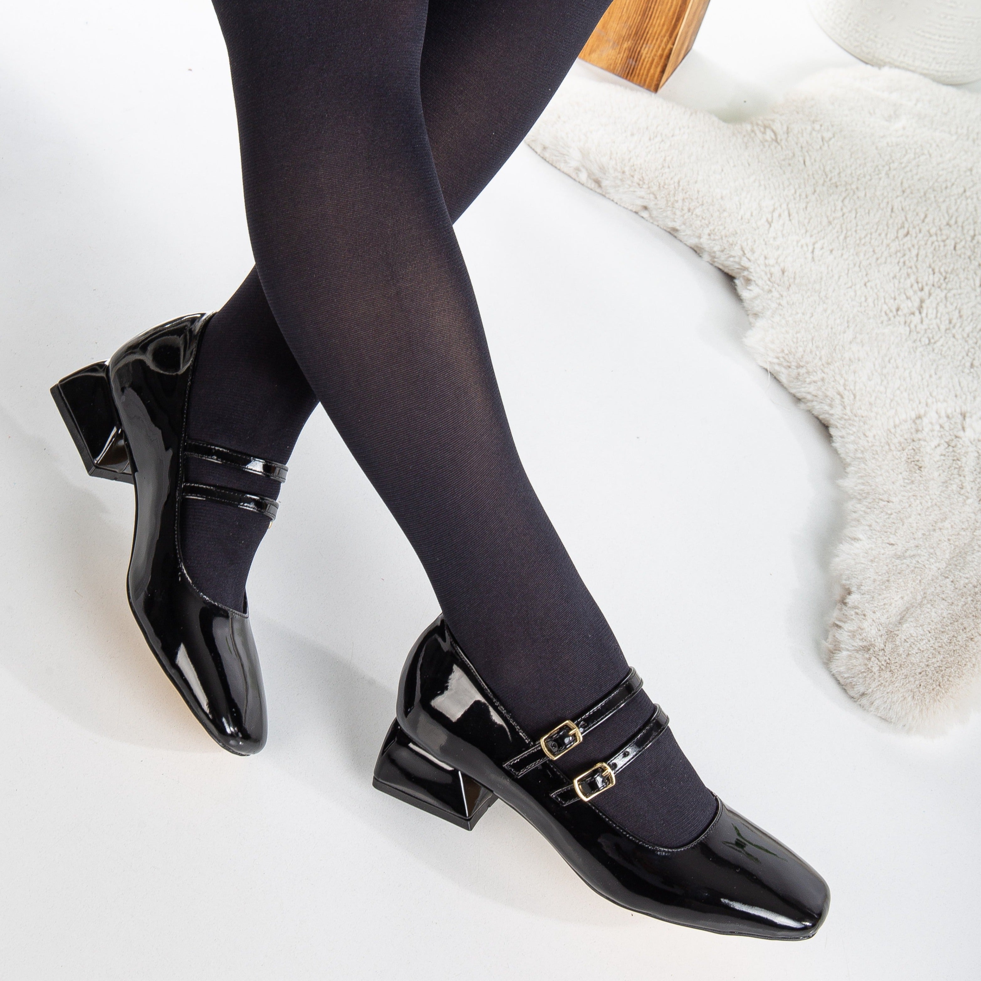 Lizbeth Women's Black Mary Jane Shoes - Classic Comfortable Flat Dress Shoes for Work, Office, and Formal Occasions