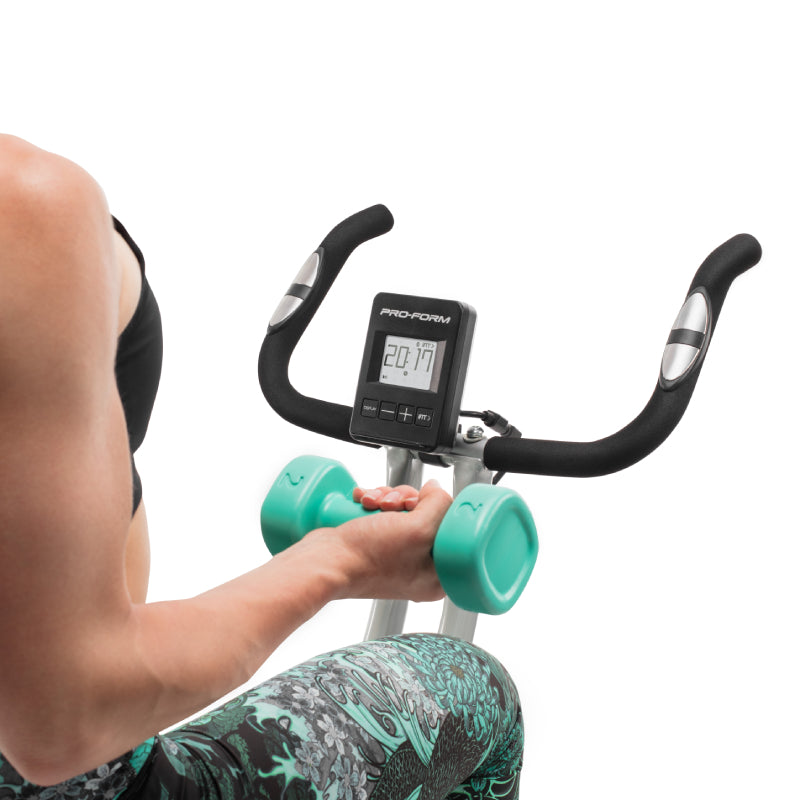 ProForm X Bike Elite Exercise Bike - Indoor Cycling Bike with Silent Magnetic Resistance, LCD Display & Bluetooth Connectivity - Perfect for Home Gym, Cardio Workouts & Weight Loss (PFEX78918T, Teal)