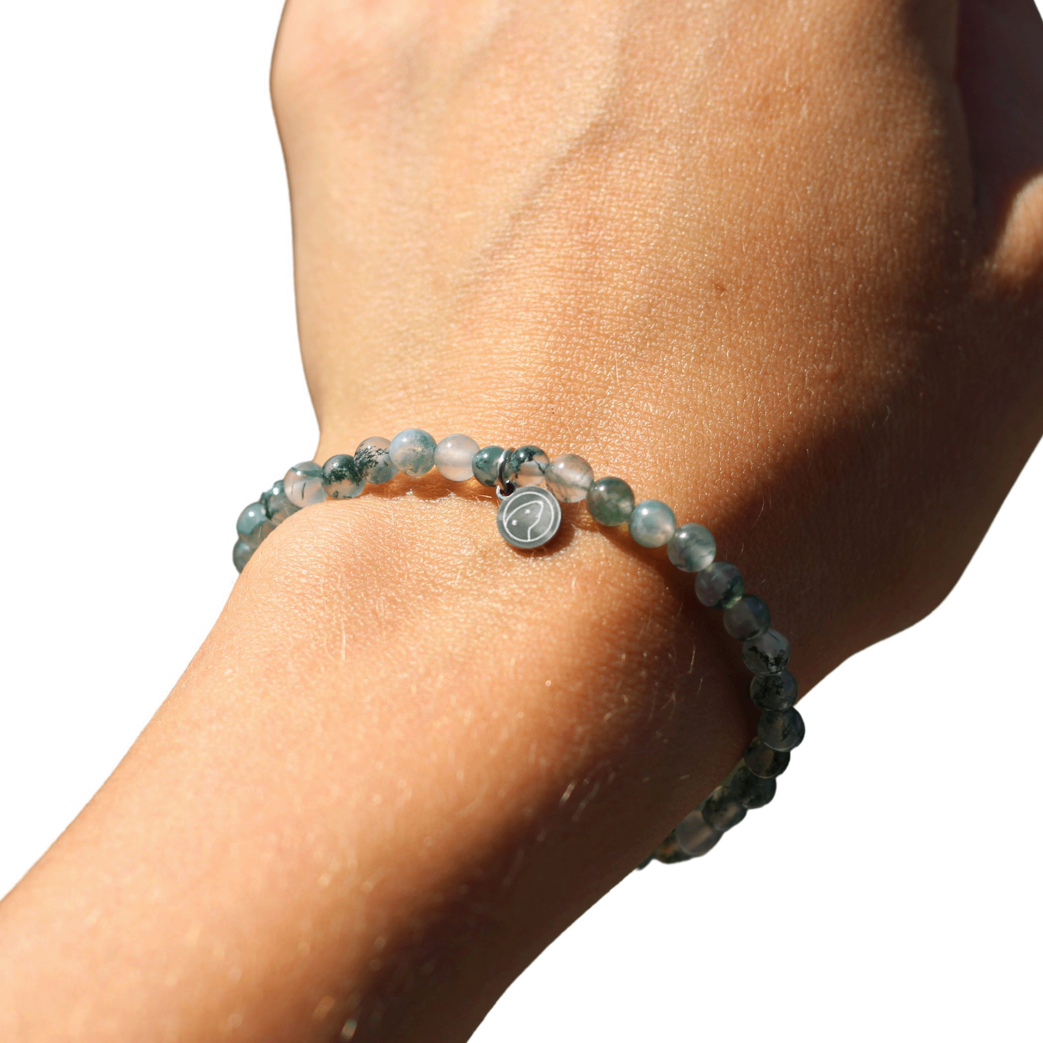 Natural Aquatic Agate Beaded Bracelet for Women - Mini Adjustable Healing Crystal Jewelry for Meditation, Yoga & Spiritual Wellness