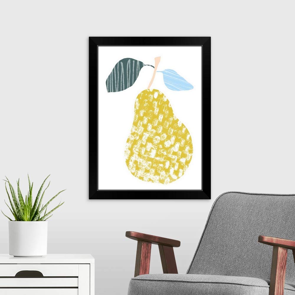 Black Framed Cut Paper Fruit Art Print - Modern Fruit Artwork for Kitchen, Dining Room & Home Decor