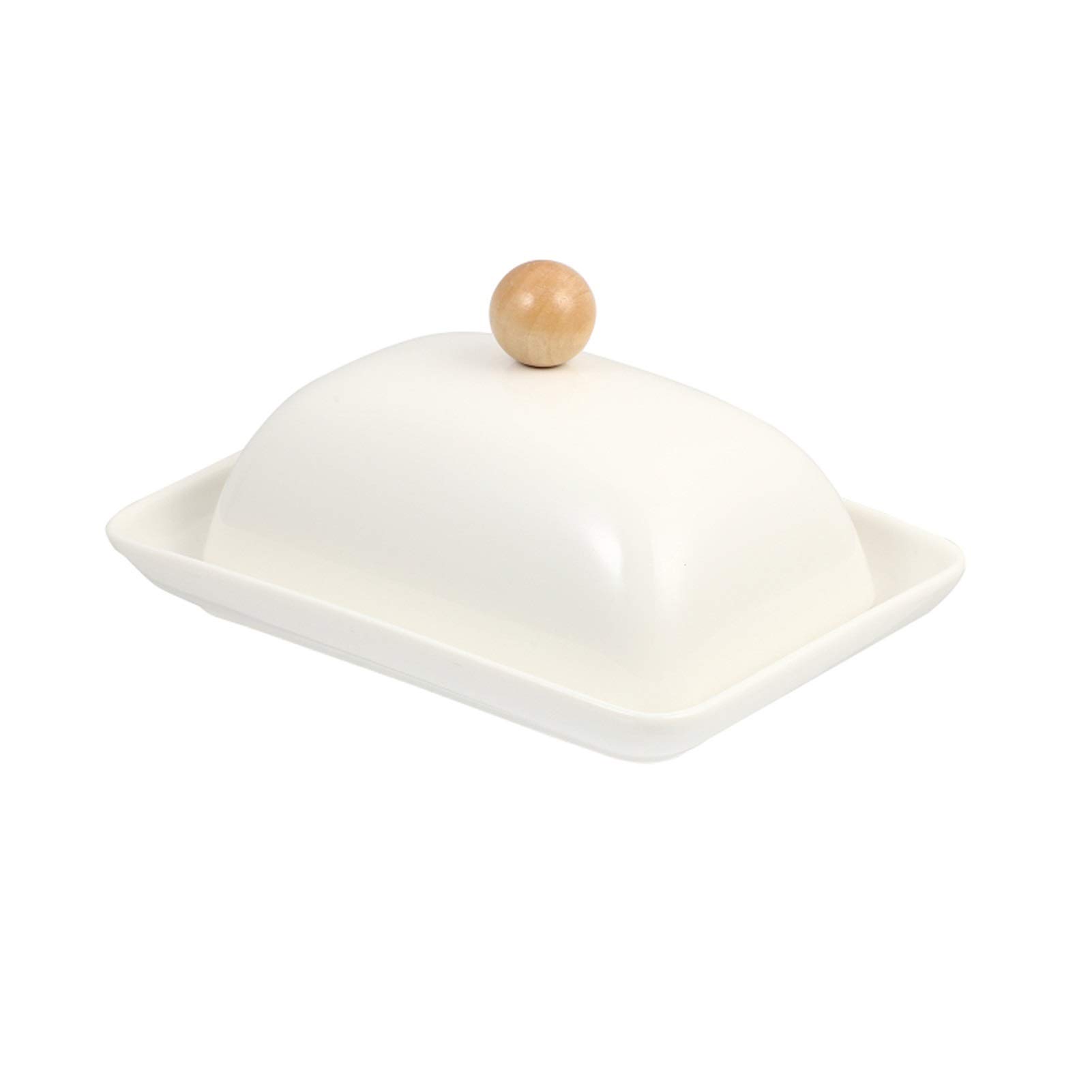 Premium Ceramic Butter Dish with Lid - Elegant Butter Keeper & Cheese Storage Container for Countertop - Perfect for Spreading, Serving Desserts & Keeping Butter Fresh (White) - Ideal for Kitchens, Bakeries & Breakfast Tables