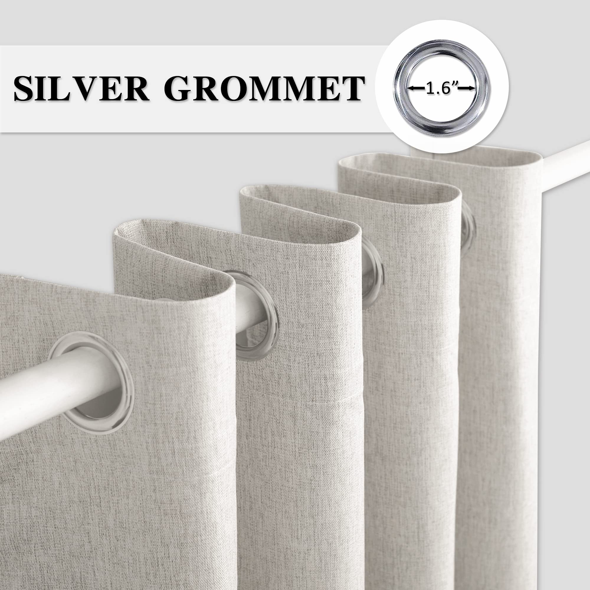 MAIHER Blackout Curtains 204 Inches Extra Long - 1 Panel Faux Linen Textured Thermal Insulated Drapes with Grommet Top for High Ceiling, 50