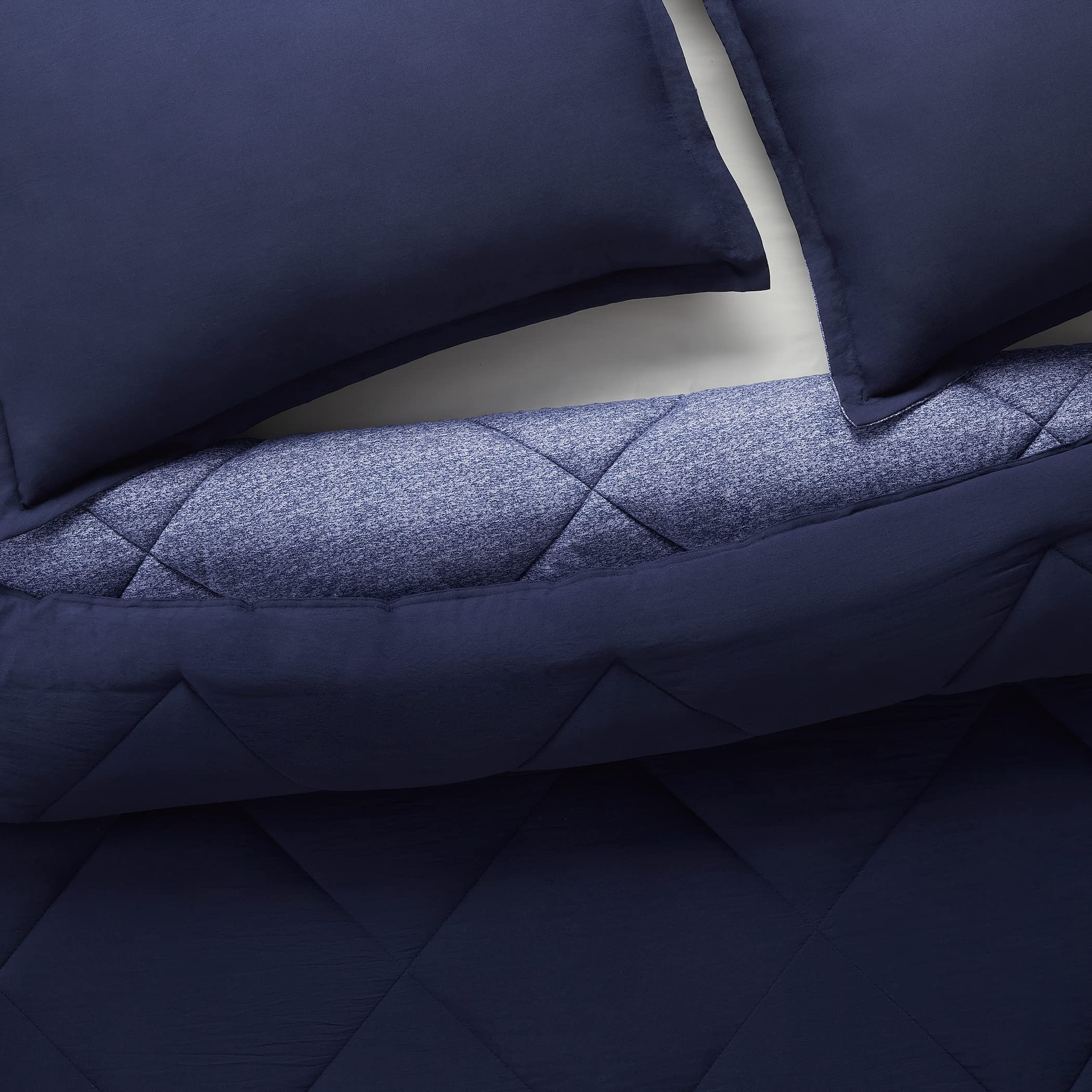 Serta Supersoft Cooling 7-Piece Reversible Comforter Set with Sheets & Pillowcases - All Season King Size Bedding in Peacoat Blue | Breathable & Temperature Regulating for Ultimate Comfort | Perfect for Master Bedrooms, Guest Rooms & Dormitories