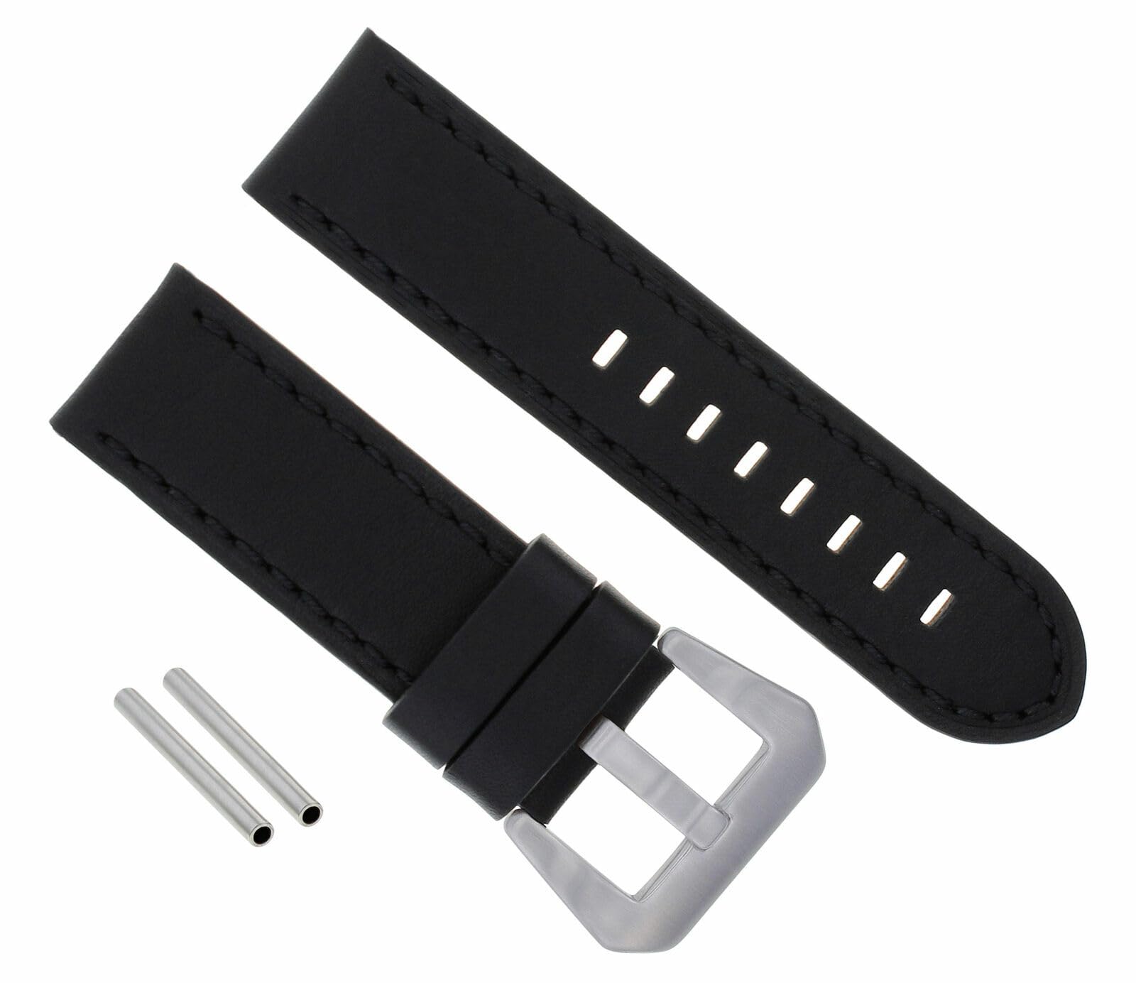 Premium 20mm Cow Leather Watch Band Strap - Smooth Black Replacement Strap Compatible with Panerai Watches | Durable & Comfortable for Daily Wear, Business & Casual Occasions