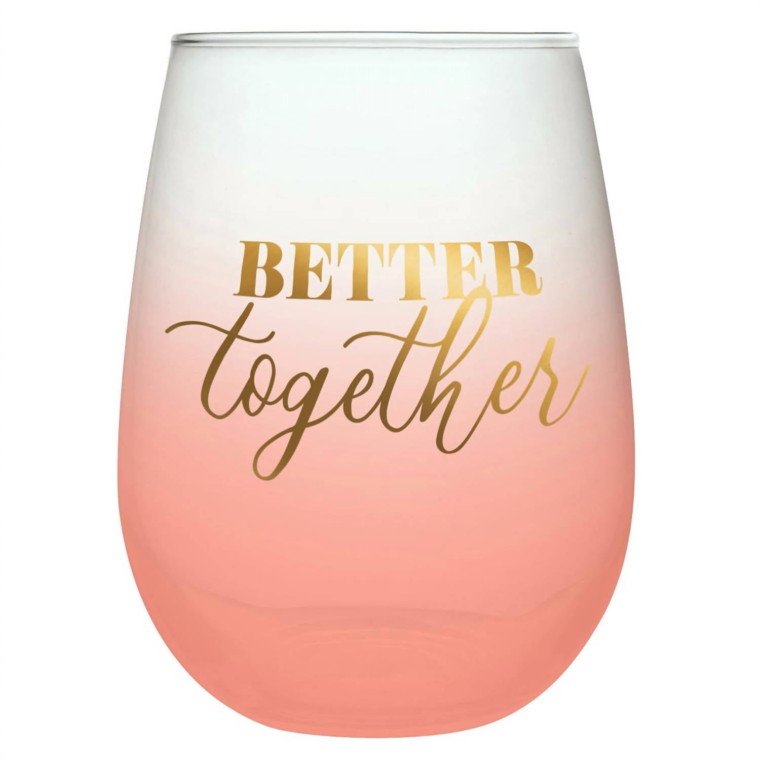 Better Together Peach Wine Glasses - Elegant Couple's Drinking Glasses for Romantic Dinners & Special Occasions
