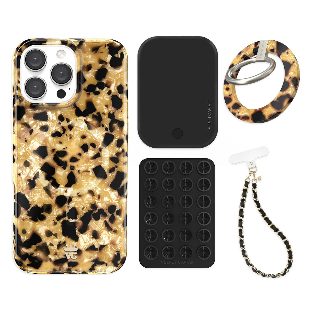 Blonde Tortoise iPhone Grip Bundle Set - Stylish & Secure Phone Holder for Everyday Use, Commuting, and Travel