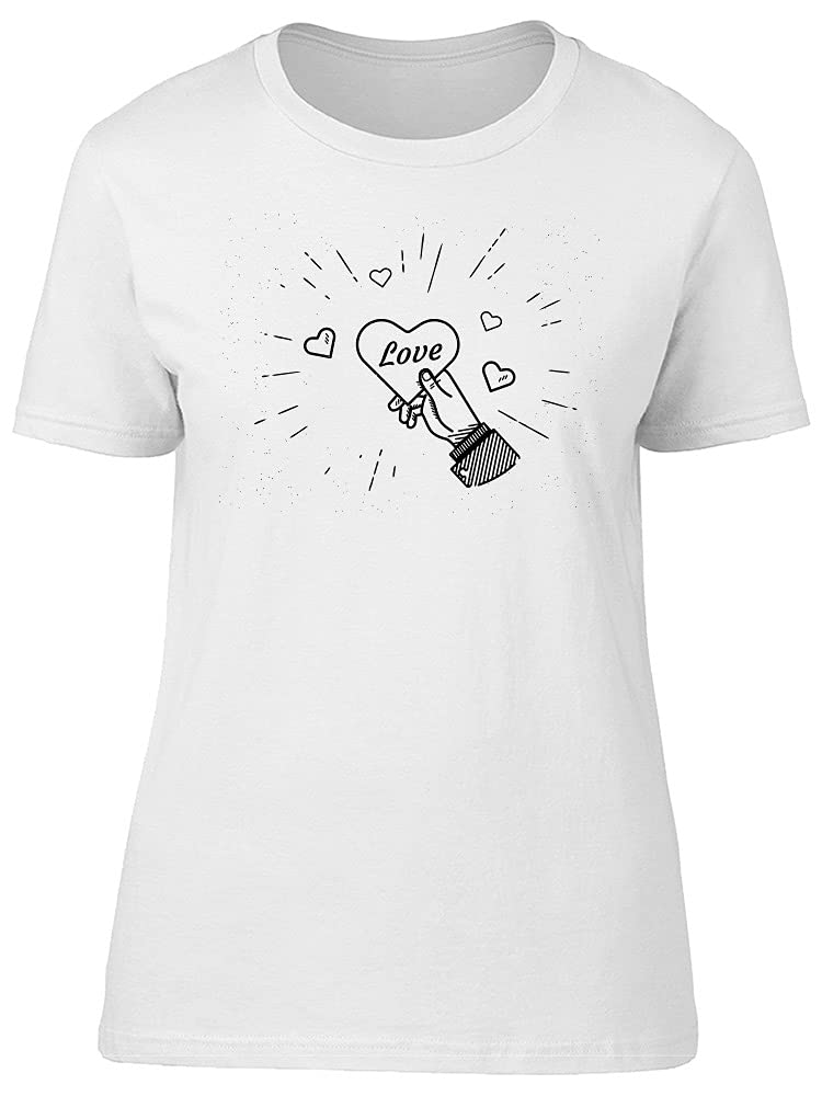 Women's Love Heart Graphic T-Shirt - Soft Cotton Casual Tee for Everyday Wear, Gifts, and Date Nights