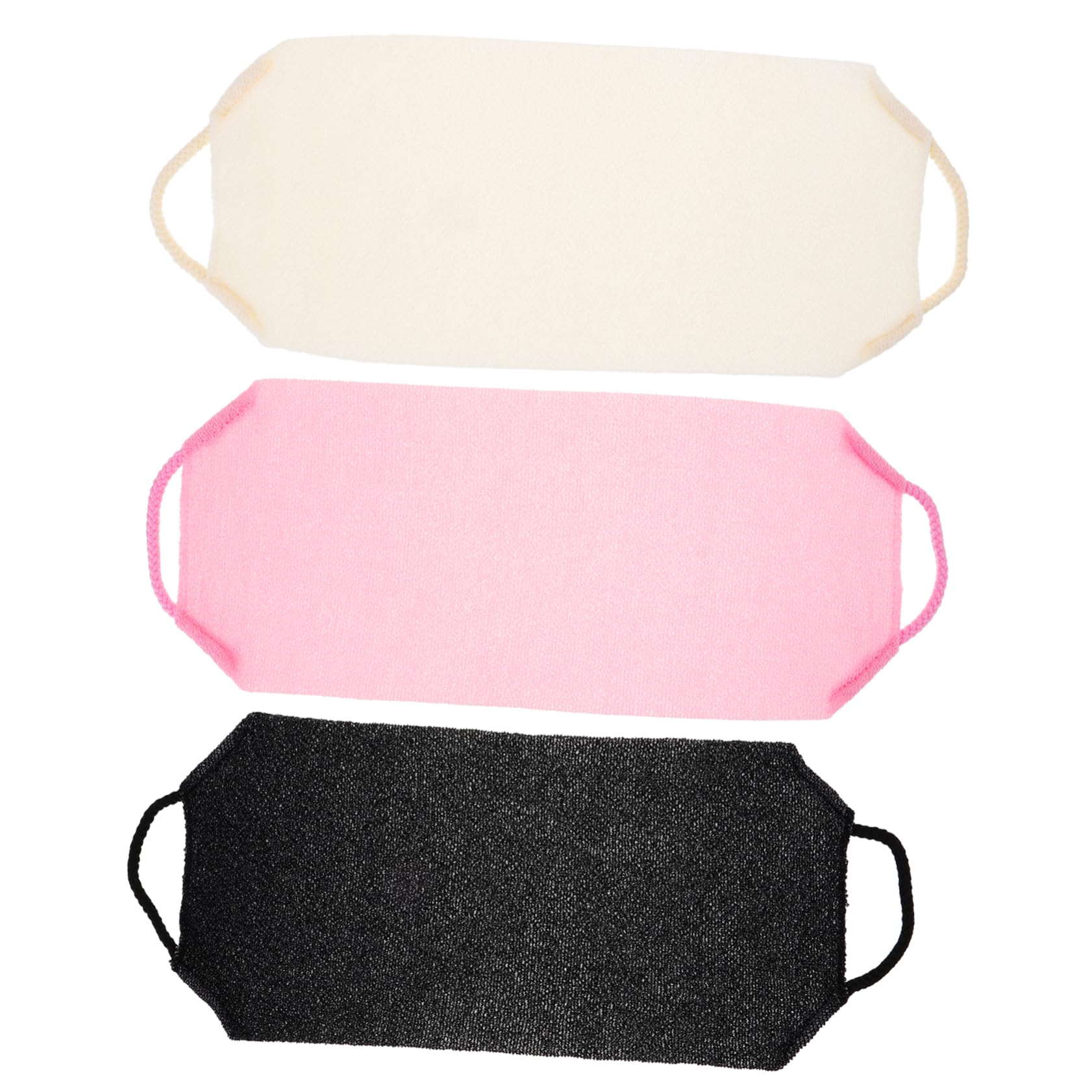 Minkissy 3-Pack Exfoliating Body Wash Cloths - Back Scrubber Washcloth Towels for Shower & Bath - Cotton Polyester Blend with Handle Design - Easy to Clean & Portable - Perfect for Travel, Gym & Spa Days