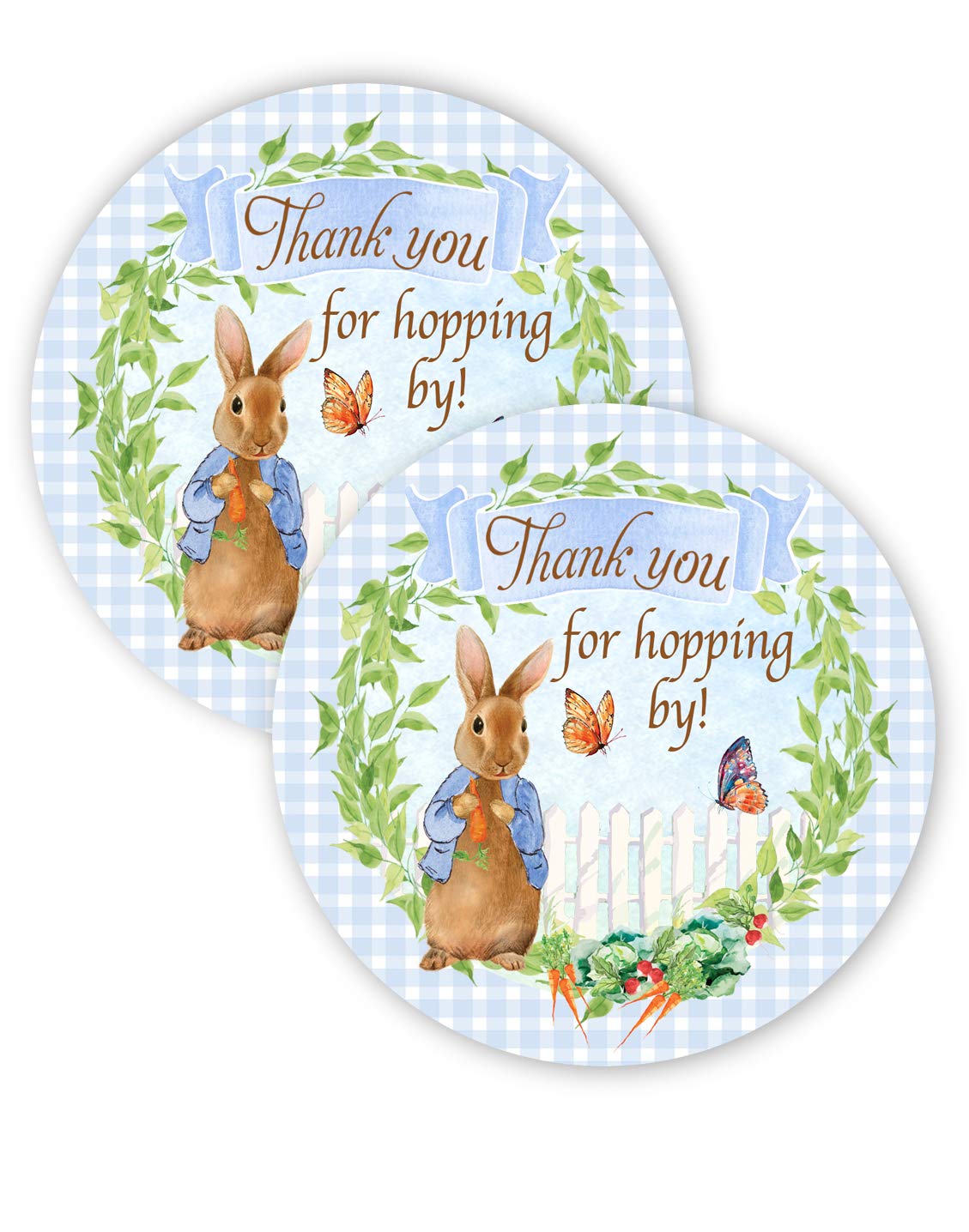 Peter Rabbit Party Favor Stickers - 20 Pack Thank You Gift Bag Stickers for Baby Shower, Birthday Party Decorations - Cute Rabbit Design for Easter, Spring Theme Celebrations