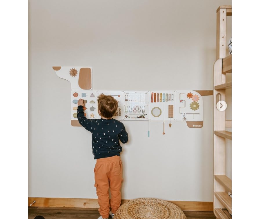 Beright Dog Activity Wall Busy Board Panels - Montessori Sensory Toys for Toddlers, Learning Activity Center for Kids - Perfect for Playrooms & Daycare Centers (White) | Great for Early Childhood Development & Sensory Play
