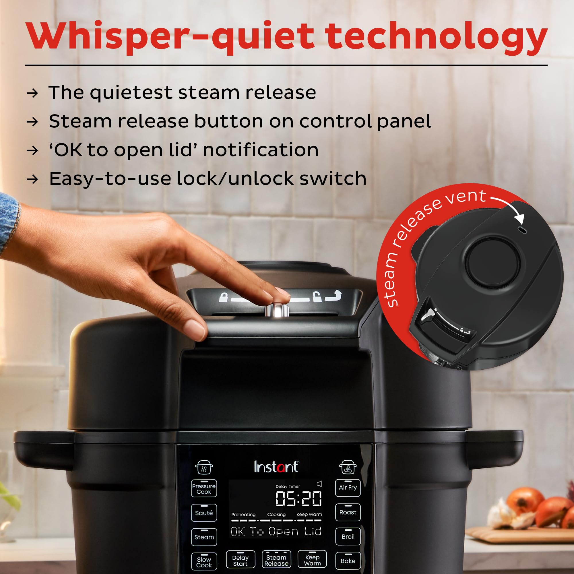 Instant Pot Duo Crisp Ultimate Lid - 13-in-1 Multi-Cooker with Air Fryer & Pressure Cooker Functions | Sauté, Slow Cook, Bake, Steam, Roast, Dehydrate, Sous Vide & More | 6.5 Quart Black | Includes Smart App with 800+ Recipes | Perfect for Family Dinners, Meal Prep & Healthy Cooking