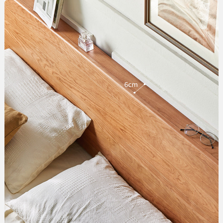 Solid Oak, Black Walnut & Cherry Wood Bed Frame - Handcrafted Queen Size Wooden Bed with Sturdy Slat Support - Perfect for Master Bedroom, Guest Room or Rustic Cabin Decor