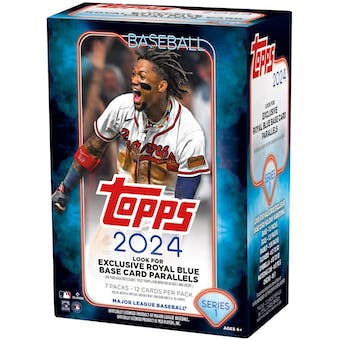 2024 Topps Series 1 Baseball Cards - 7 Pack Blaster Box with Exclusive Inserts | Collectible Trading Cards for MLB Fans & Sports Memorabilia Collectors | Perfect for Gifts, Display, and Trading