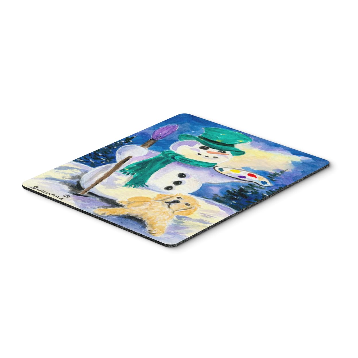 Snowman with Golden Retriever Mouse Pad - Large Washable Non-Slip Desk Mat for Home Office, Gaming & Computer Work - Cute Holiday Themed Mousepad for Laptop & PC (Perfect for Christmas Decor & Gift Giving)