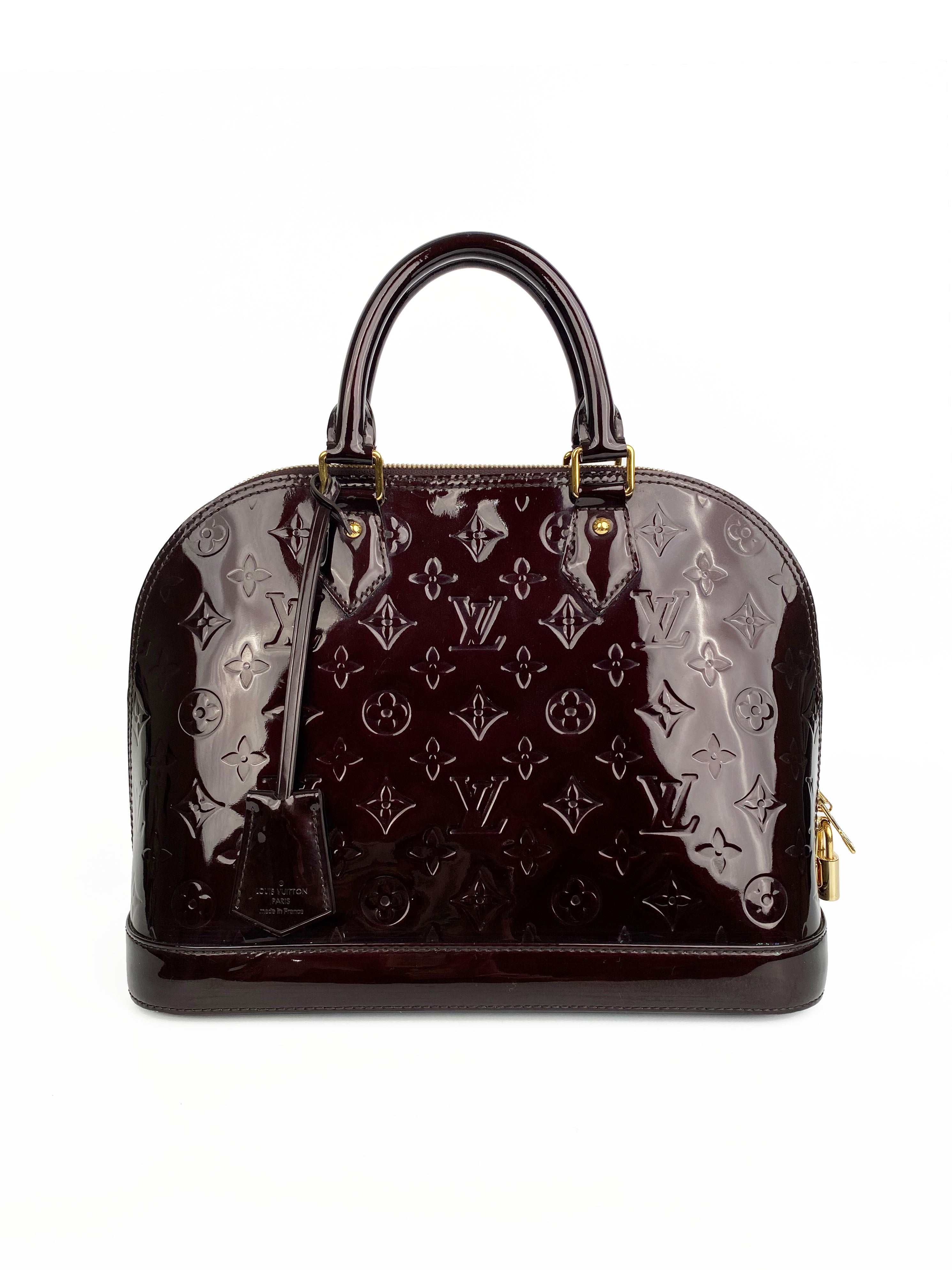 Authentic Louis Vuitton Amarante Alma PM Handbag - Monogram Vernis Leather Crossbody Purse for Women | Perfect for Work, Travel & Evening Events