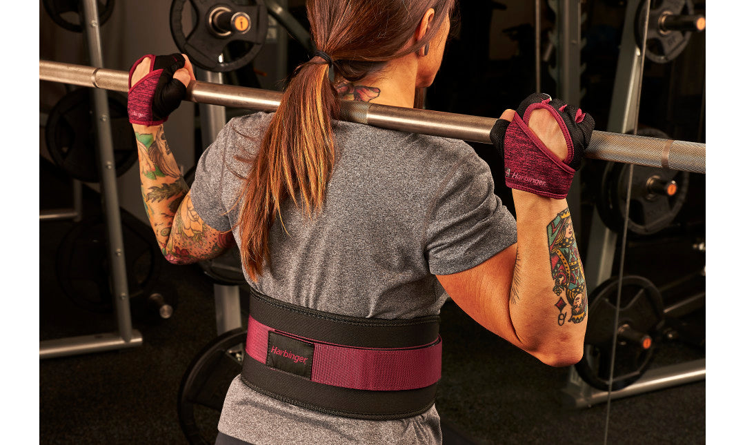 Harbinger Women's 5 Foam Core Weightlifting Belt - Black/Merlot for CrossFit, Powerlifting & Gym Workouts