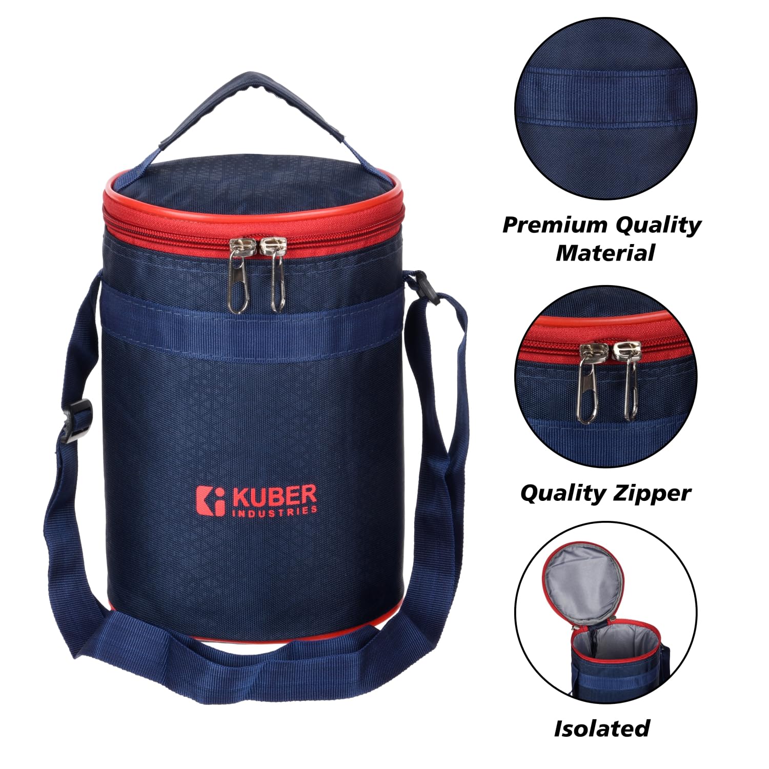 Heart-Shaped Insulated Lunch Bag for Office & College - Reusable, Navy Blue with Handle - Perfect for Work, School & Picnics