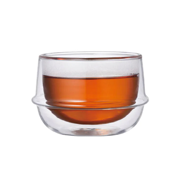 Kinto Kronos Double Wall Insulated Glass Coffee Mug - Perfect for Hot & Cold Drinks at Home, Office, or Travel