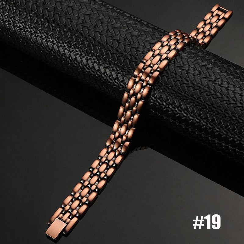 Men's Magnetic Health Bracelet - Pure Copper Energy Bracelet with Blood Pressure Magnets | Pain Relief & Improved Circulation | Perfect for Fitness, Work & Daily Wear