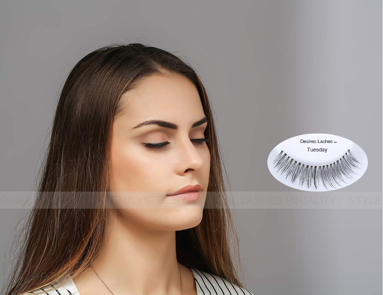 DESIRES LASHES Natural Wispy Fluffy False Eyelashes - 5 Pairs with Clear Band, Asian Japanese Korean Style (02 Tuesday) | Perfect for Daily Wear, Special Occasions & Makeup Looks