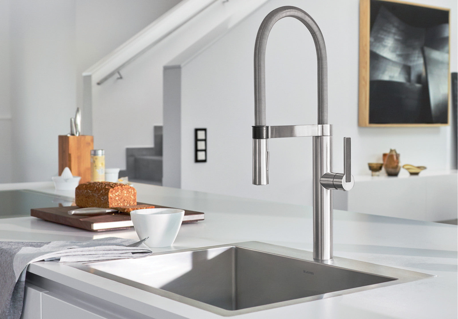 Blanco Blancoculina Semi Pro 2.2 GPM Kitchen Faucet - High Arc Pull Down Sprayer, Stainless Steel, Commercial Grade for Restaurants & Home Kitchens - Perfect for Heavy Duty Cooking & Dishwashing