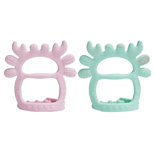 TOYANDONA 2 Pack Baby Teething Toys for Infants & Toddlers - BPA-Free Silicone Molar Chew Toys with Adjustable Wristband, Sensory Relief for Teething Babies - Perfect for Home, Travel & Daycare Use