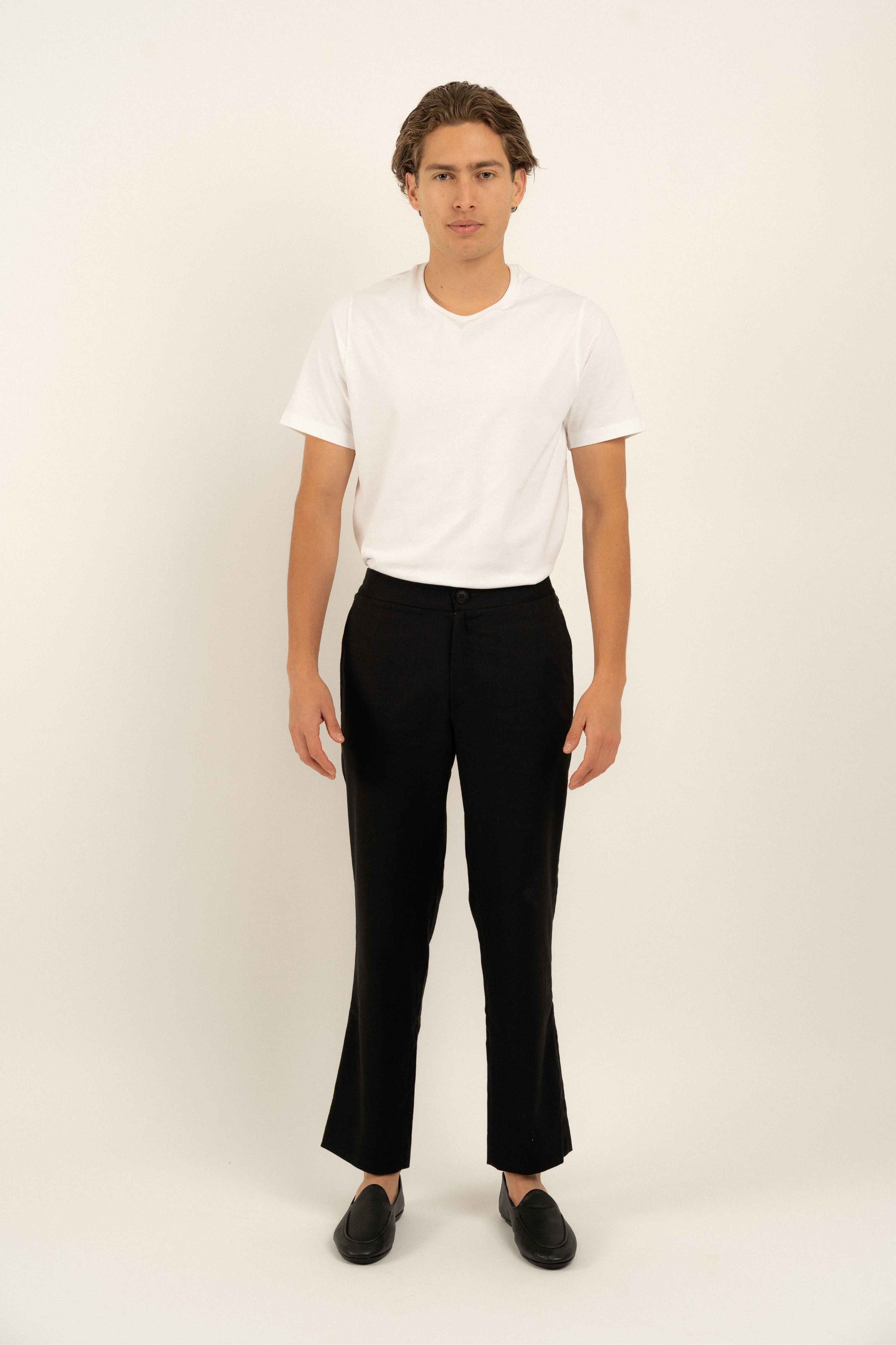 Milos Black Linen Trousers for Women - Comfortable Summer Pants with Elastic Waist - Perfect for Casual Wear, Office & Travel
