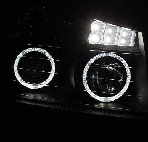 Halo LED Projector Headlights - Black - Compatible with 2004-2014 Nissan Titan & 2004-2007 Nissan Armada - High Performance Car Lighting for Night Driving & Off-Road Adventures