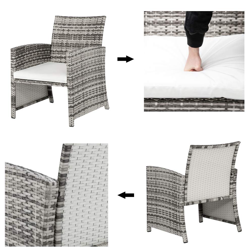 5-Piece Wicker Patio Furniture Set with Chairs, Ottomans & Table - Gray Gradient & White Rattan Outdoor Conversation Set for Balcony, Porch, Deck - Perfect for Backyard Relaxation and Outdoor Entertaining
