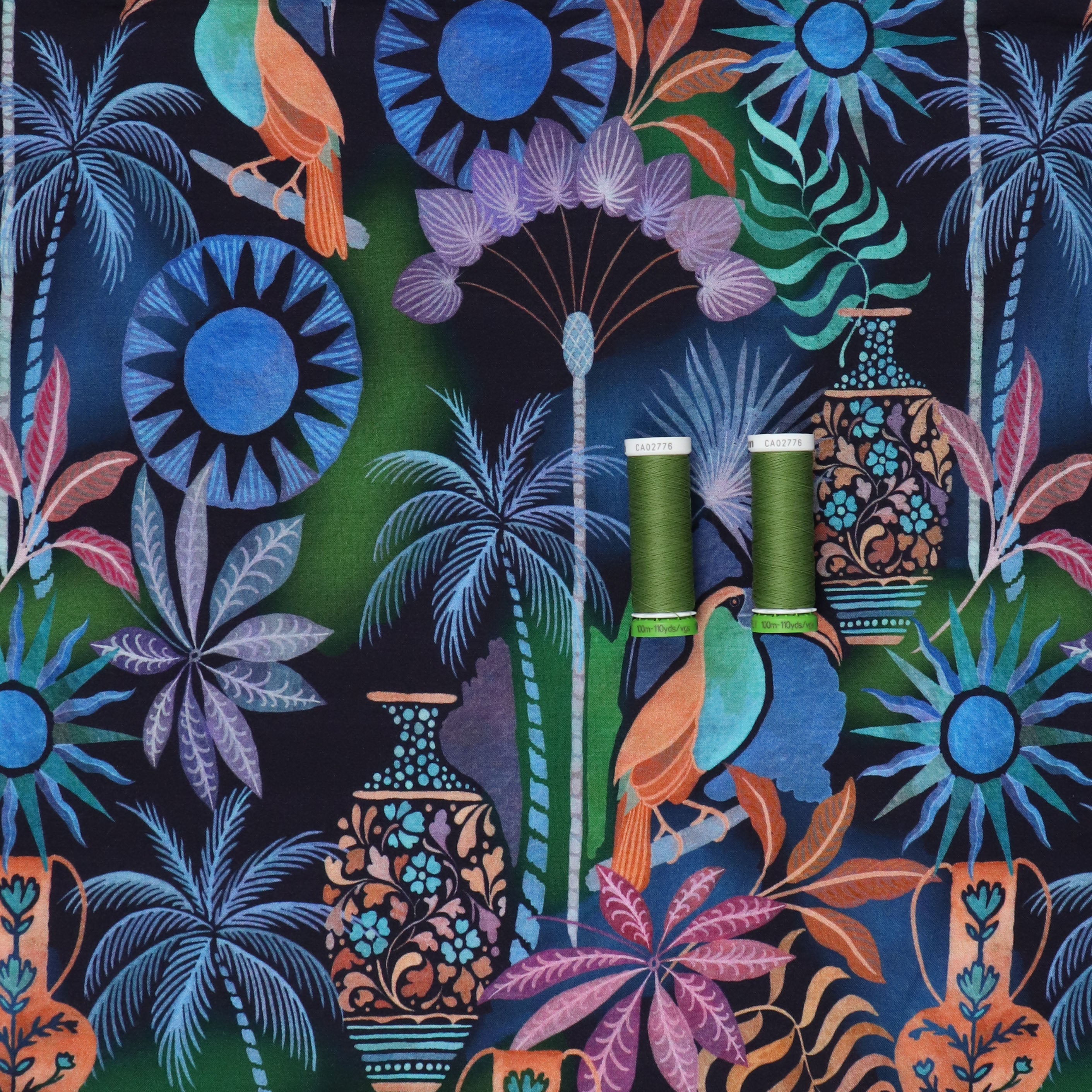 Premium Viscose Lawn Fabric with Lenzing™ EcoVero™ Fibers - Midnight Toucans Print - Sew Me Sunshine Exclusive - Perfect for Summer Dresses, Blouses & Eco-Friendly Fashion