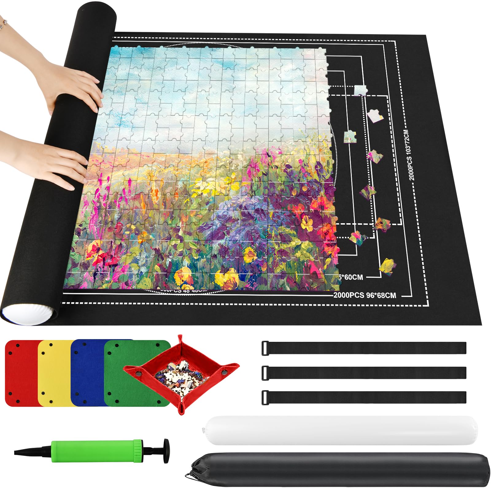 Ainiv Puzzle Roll Up Mat - 2000 Piece Felt Puzzle Mat, Portable Puzzle Storage Mat for Travel, Puzzle Organizer for Large Puzzles - Perfect for Home, Travel & Puzzle Enthusiasts