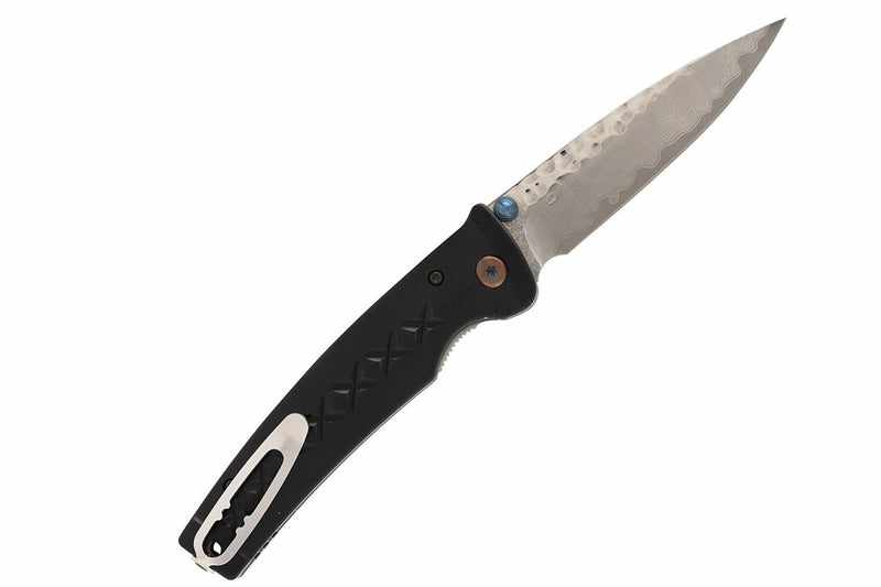 Mcusta MC 161D Folding Knife - VG-10 Damascus Steel Blade, Black Anodized Aluminum Handle, 4.25