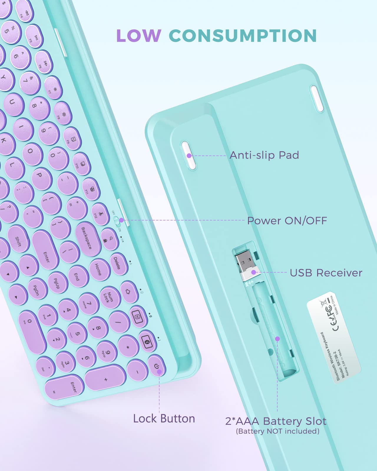 Seenda Bluetooth Keyboard for iPad - 2.4G Wireless & Bluetooth Multi-Device Keyboard with Numeric Keypad, Tablet Stand Holder Compatible with iPad, Android Phone, MacBook, Windows PC (Barbie Purple) - Perfect for Home Office, Travel & Remote Work