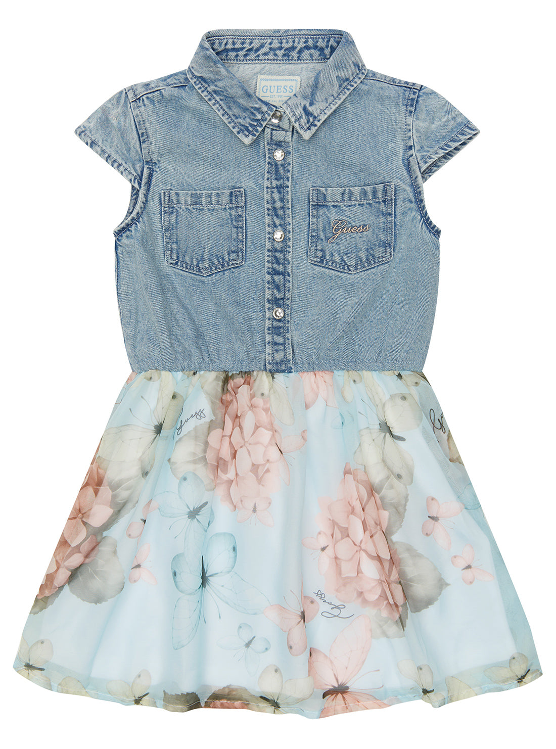 Blue Denim Short Sleeve Dress for Women - Casual Summer Outfit for Beach, Shopping & Date Night (Size 2-7)